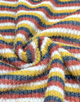 (CHENILLE MOHAIR RIB) MUSTARD, NAVY, RED, AND OFF WHITE STRIPES
