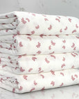(2X2 RIB) TINY ROSE PINK BOWS ON OFF WHITE