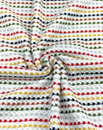 (WAFFLE) RED, MUSTARD, BLACK, RUST, GREEN AND GRAY LINES ON OFF WHITE (3)