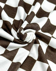 (FRENCH TERRY) BROWN AND OFF WHITE MEDIUM CHECKERED