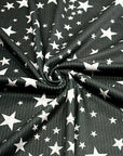 (4X2 YUMMY RIB) SILVER SHIMMER STARS ON BLACK
