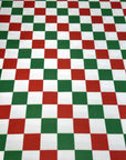 (4X2 RIB) MEDIUM RED, GREEN AND OFF WHITE CHECKERED