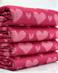 (4X2 YUMMY RIB) PINK KNIT HEARTS ON VINTAGE STRAWBERRY