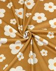 (4X2 RIB) CREAM DAISIES ON MUSTARD