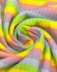 (RIB) GREEN, YELLOW, PINK, LILAC, AND BLUE STRIPES