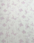 (POINTELLE COTTON SPANDEX RIB) PINK BOWS ON LIGHT CREAM