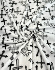 (JERSEY KNIT) BLACK CROSSES ON OFF WHITE