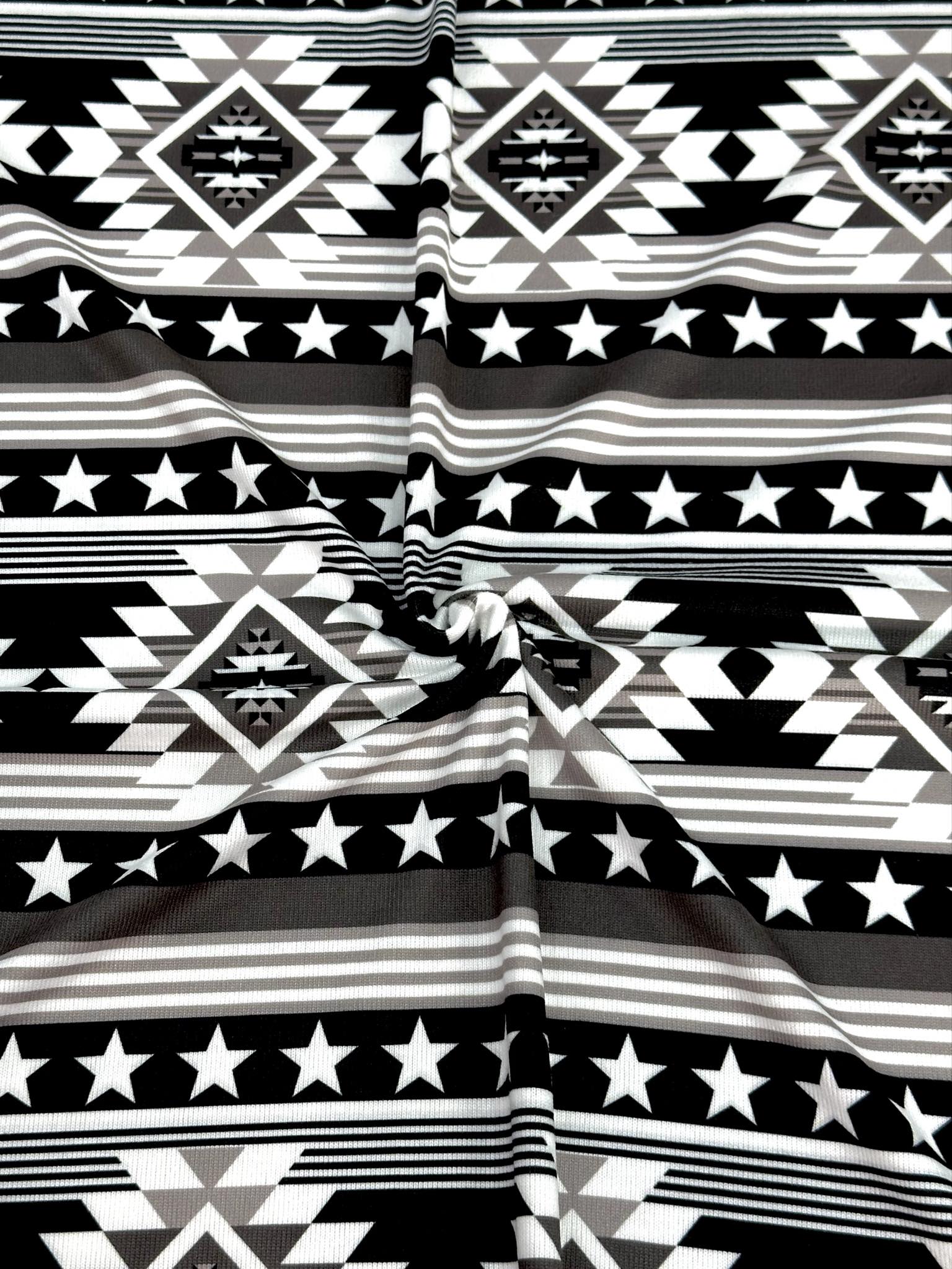 (SWEATER KNIT/ OAKLEY) BLACK, WHITE, AND CHARCOAL WESTERN STAR PATTERN