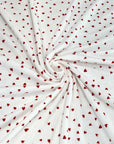 (POINTELLE RIB) TINY RED HEARTS ON OFF WHITE