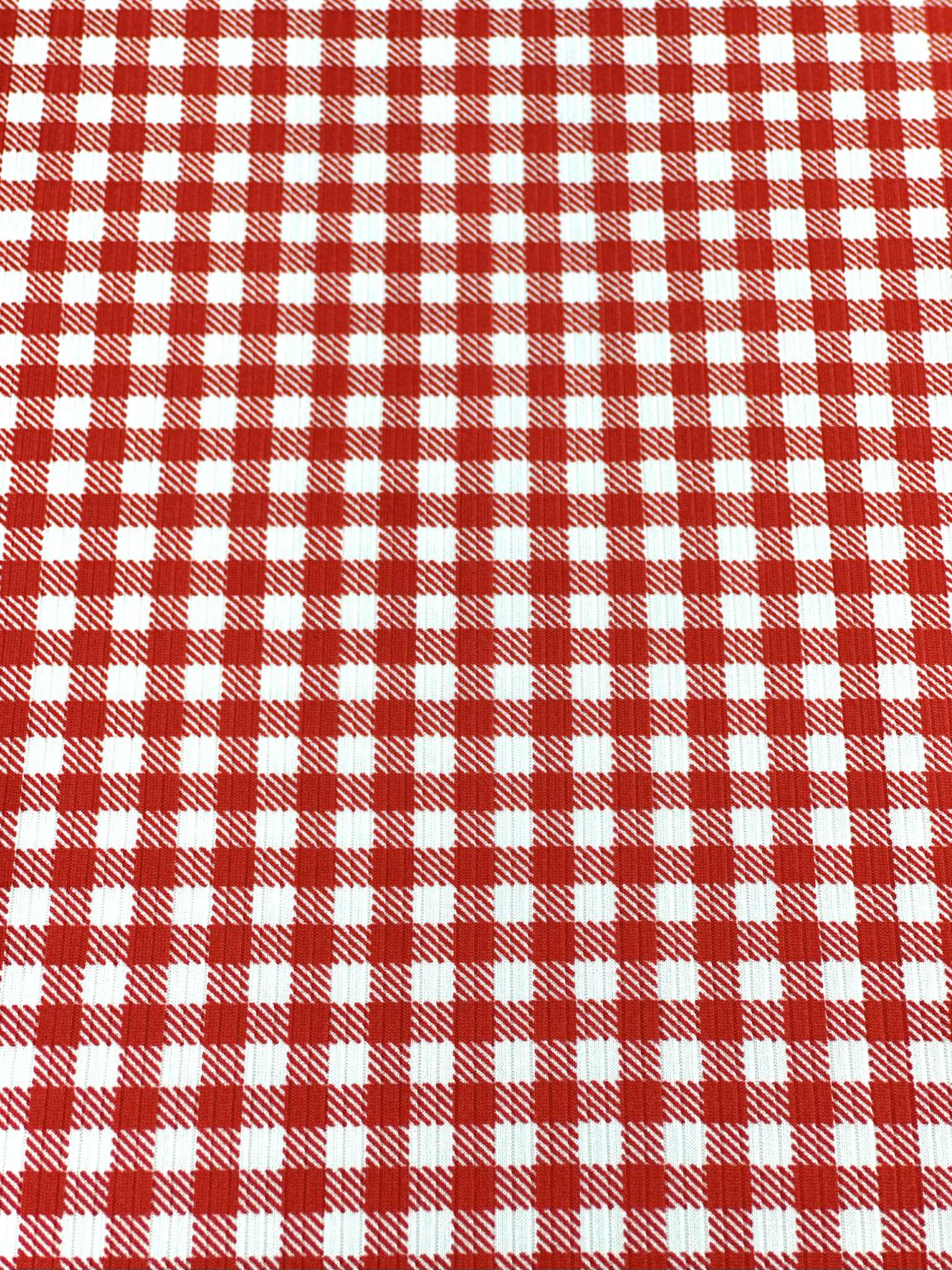(4X2 RIB) RED AND OFF WHITE GINGHAM