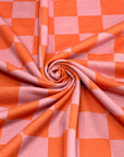 (FRENCH TERRY) ORANGE AND PINK CHECKERED