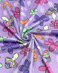 (4X2 YUMMY RIB) MUSHROOMS AND FLOWERS ON PURPLE