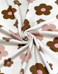 (4X2 RIB) BROWN AND LIGHT BLUSH DAISIES ON CREAM