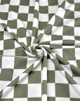 (FRENCH TERRY) OLIVE AND OFF WHITE CHECKERED