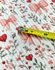 (URBAN RIB) HEARTS, BOWS, FLOWERS, AND RED BIRDS ON OFF WHITE