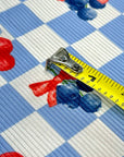 (2X2 YUMMY RIB) CHERRIES AND BLUEBERRIES WITH BOWS ON BLUE AND OFF WHITE CHECKERED