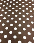 (COTTON SPANDEX) OFF WHITE POLKA DOTS ON BROWN