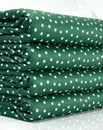 (4X2 RIB) TINY OFF WHITE POLKA DOTS ON EMERALD