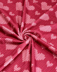 (4X2 YUMMY RIB) PINK KNIT HEARTS ON VINTAGE STRAWBERRY