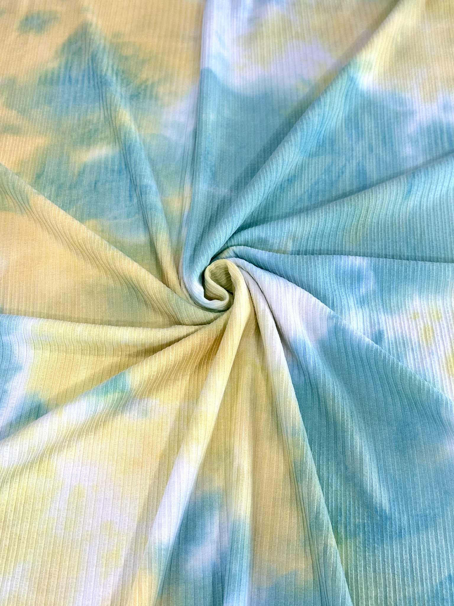 (3X3 RIB) YELLOW AND TIFFANY GREEN TIE DYE