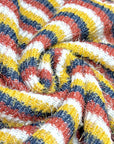 (CHENILLE MOHAIR RIB) MUSTARD, NAVY, RED, AND OFF WHITE STRIPES