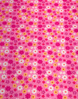 (POINTELLE RIB) YELLOW, PINK, AND OFF WHITE TINY FLOWERS ON PINK