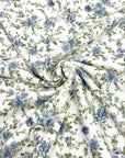 (RAYON MODAL) SMALL VINTAGE BLUE FLORAL ON OFF WHITE