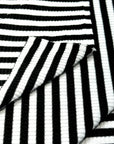 (RIB) BLACK AND OFF WHITE THINNER STRIPES