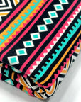 (KNIT) ORANGE, PINK, AQUA, AND BLACK DIAMOND PATTERN