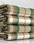 (4X2 RIB) EMERALD, ORANGE, TAN AND OFF WHITE PLAID