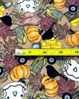 (SWEATER KNIT/OAKLEY) SMALL HAY TRUCKS, SCARECROWS & BLACK CROWS ON COFFEE