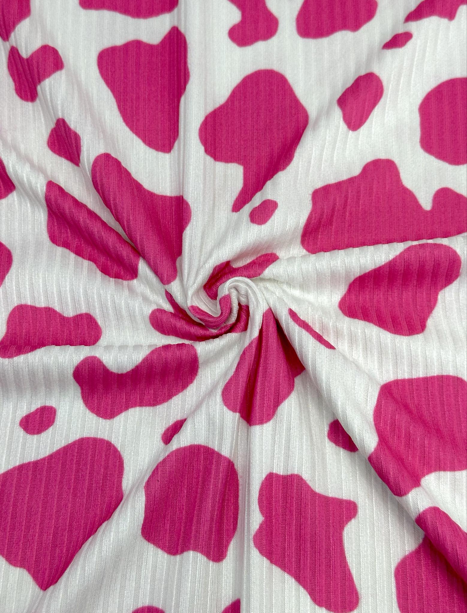 (YUMMY RIB) FUSCHIA COW PRINT ON OFF WHITE