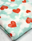 (THERMAL) RED HEARTS ON MINT AND OFF WHITE SPLASH