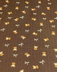 (POINTELLE RIB) TEDDY BEARS AND OFF WHITE BOWS ON DARK BROWN