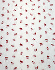 (POINTELLE RIB) TINY RED CHERRIES WITH BOWS ON OFF WHITE