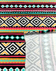 (KNIT) ORANGE, PINK, AQUA, AND BLACK DIAMOND PATTERN