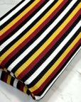 (RIB) BLACK, BURGUNDY, YELLOW, AND OFF WHITE STRIPES