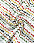 (WAFFLE) RED, MUSTARD, BLACK, RUST, GREEN AND GRAY LINES ON OFF WHITE (3)