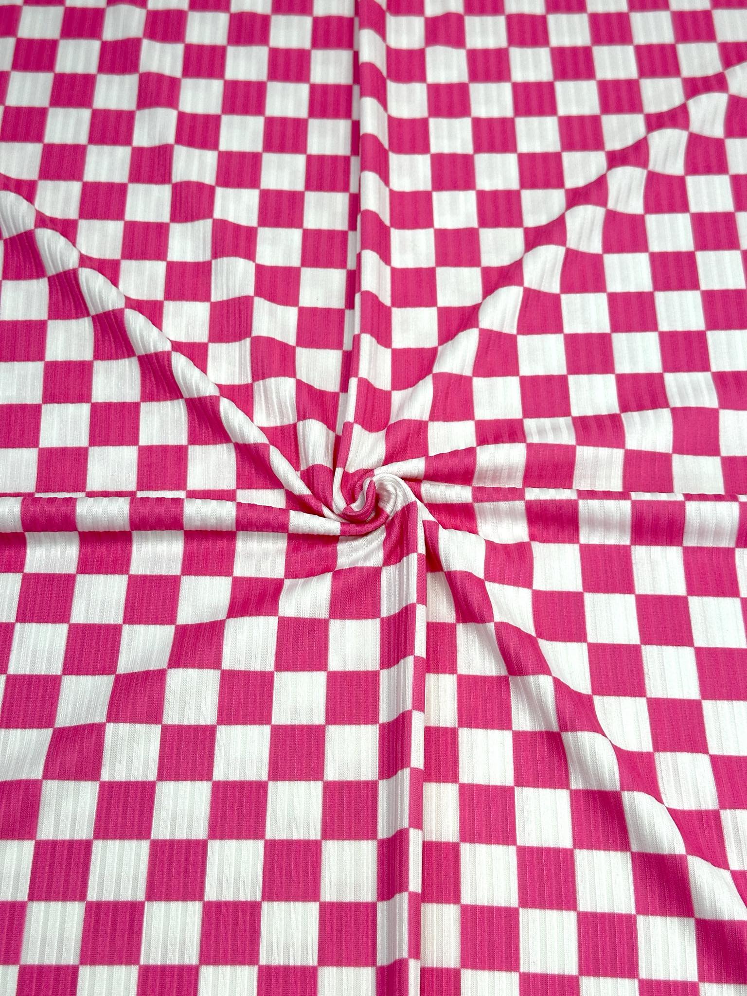 (YUMMY RIB) FUSCHIA AND OFF WHITE CHECKERED