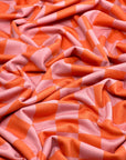 (FRENCH TERRY) ORANGE AND PINK CHECKERED