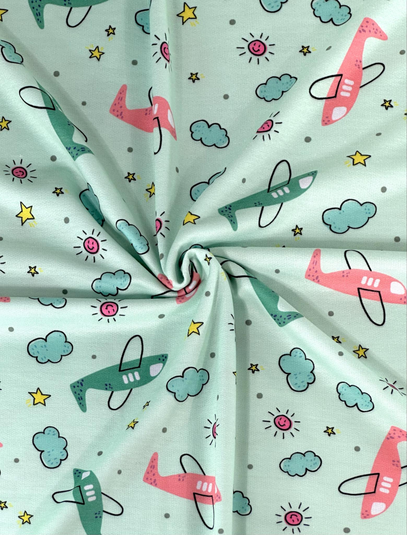 (FRENCH TERRY) PLANES AND CLOUDS ON MINT