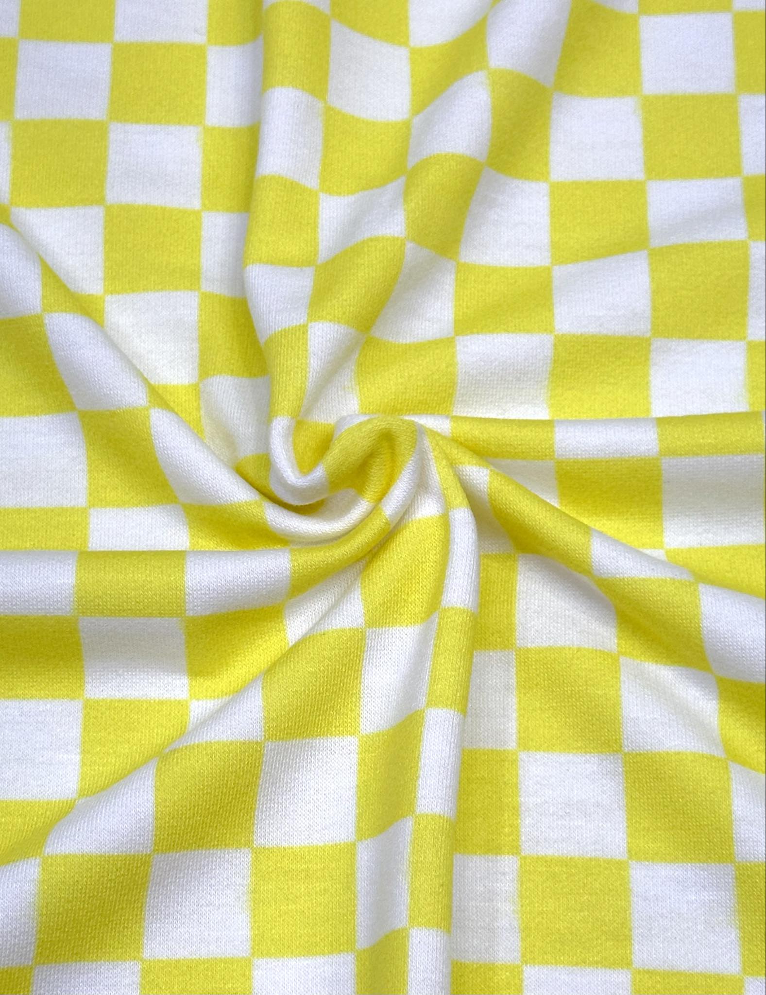 (FRENCH TERRY) YELLOW AND OFF WHITE CHECKERED