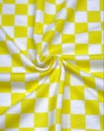 (FRENCH TERRY) YELLOW AND OFF WHITE CHECKERED