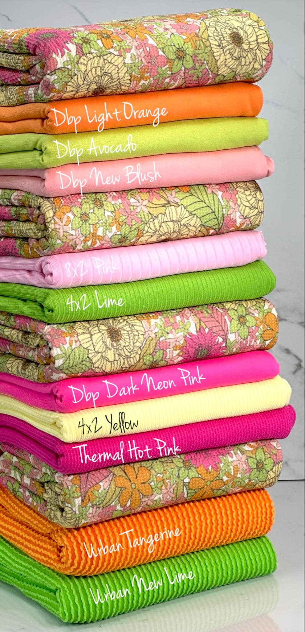 (THERMAL) PINK, YELLOW, GREEN, AND ORANGE FLOWERS ON OFF WHITE