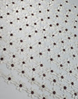 (TRIM) EMBROIDERED WHITE FLOWERS WITH BROWN
