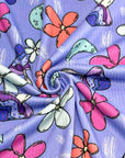 (4X2 YUMMY RIB) MUSHROOMS AND FLOWERS ON BLUE