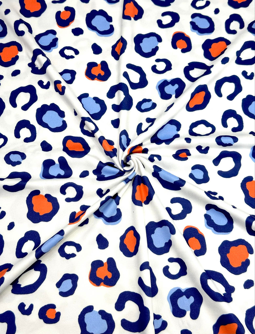 (DBP) SCARLET RED, BLUE AND WHITE CHEETAH ON OFF WHITE