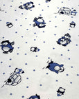 (COTTON KNIT) BLUE PENGUINS ON OFF WHITE