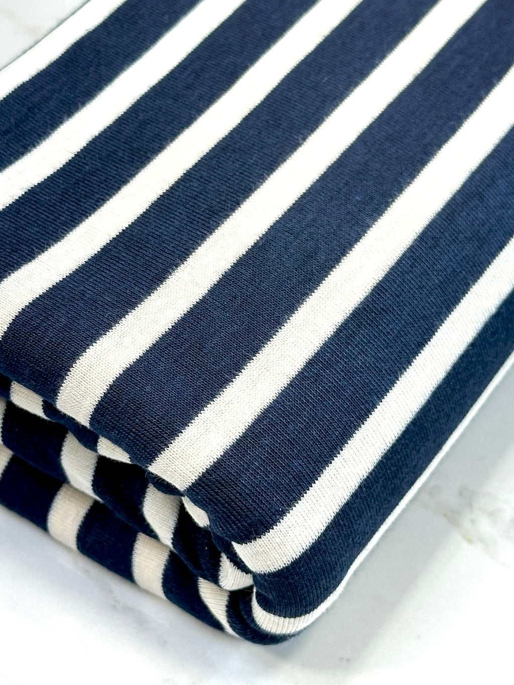 (BABY RIB) OFF WHITE STRIPES ON NAVY