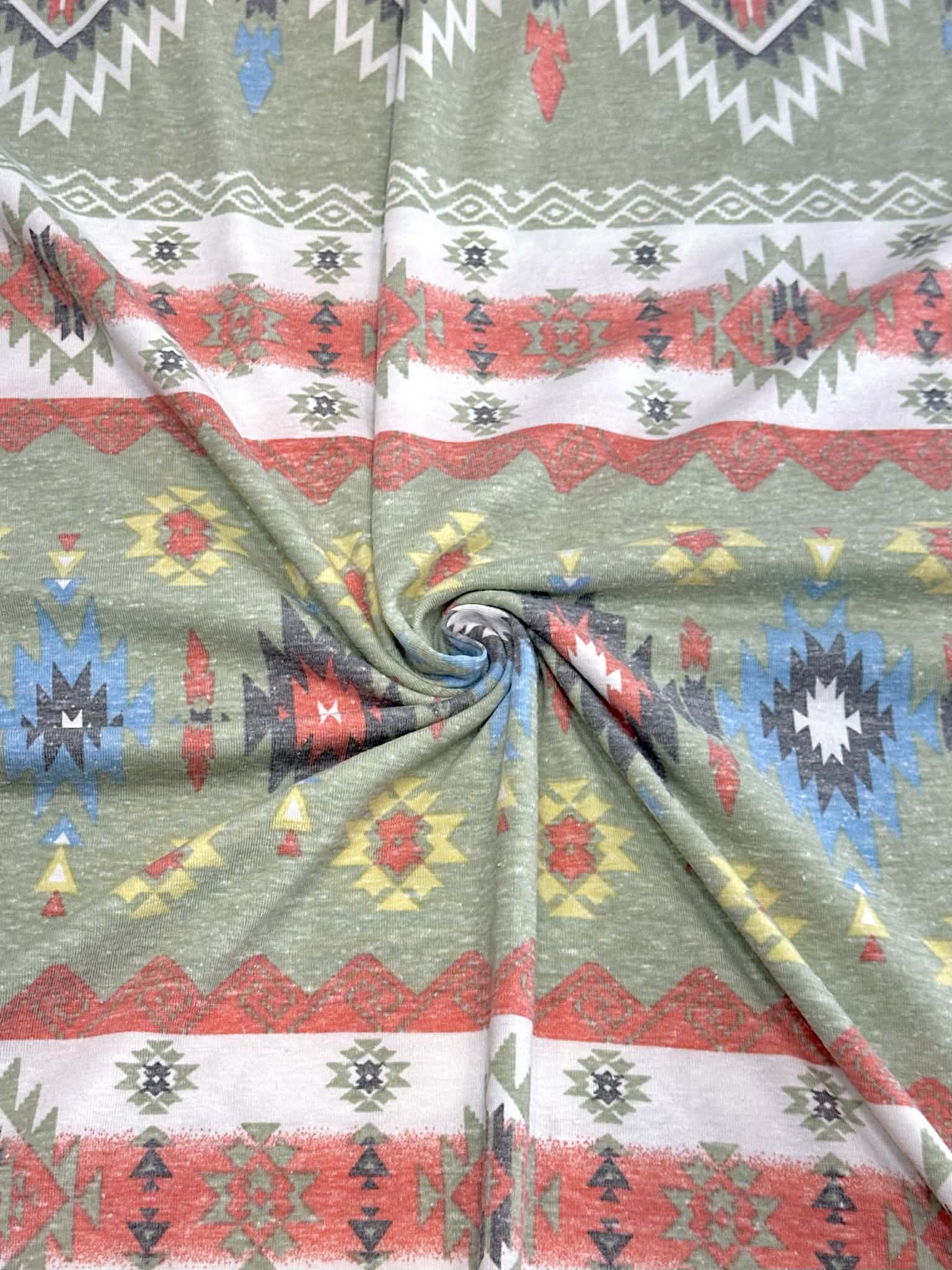 (KNIT) AZTEC PATTERN ON VINTAGE OLIVE